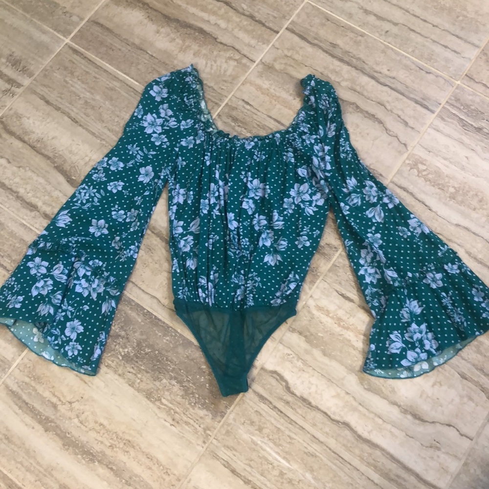 NWOT Free People Womens One On One Date Bodysuit  Emerald Green